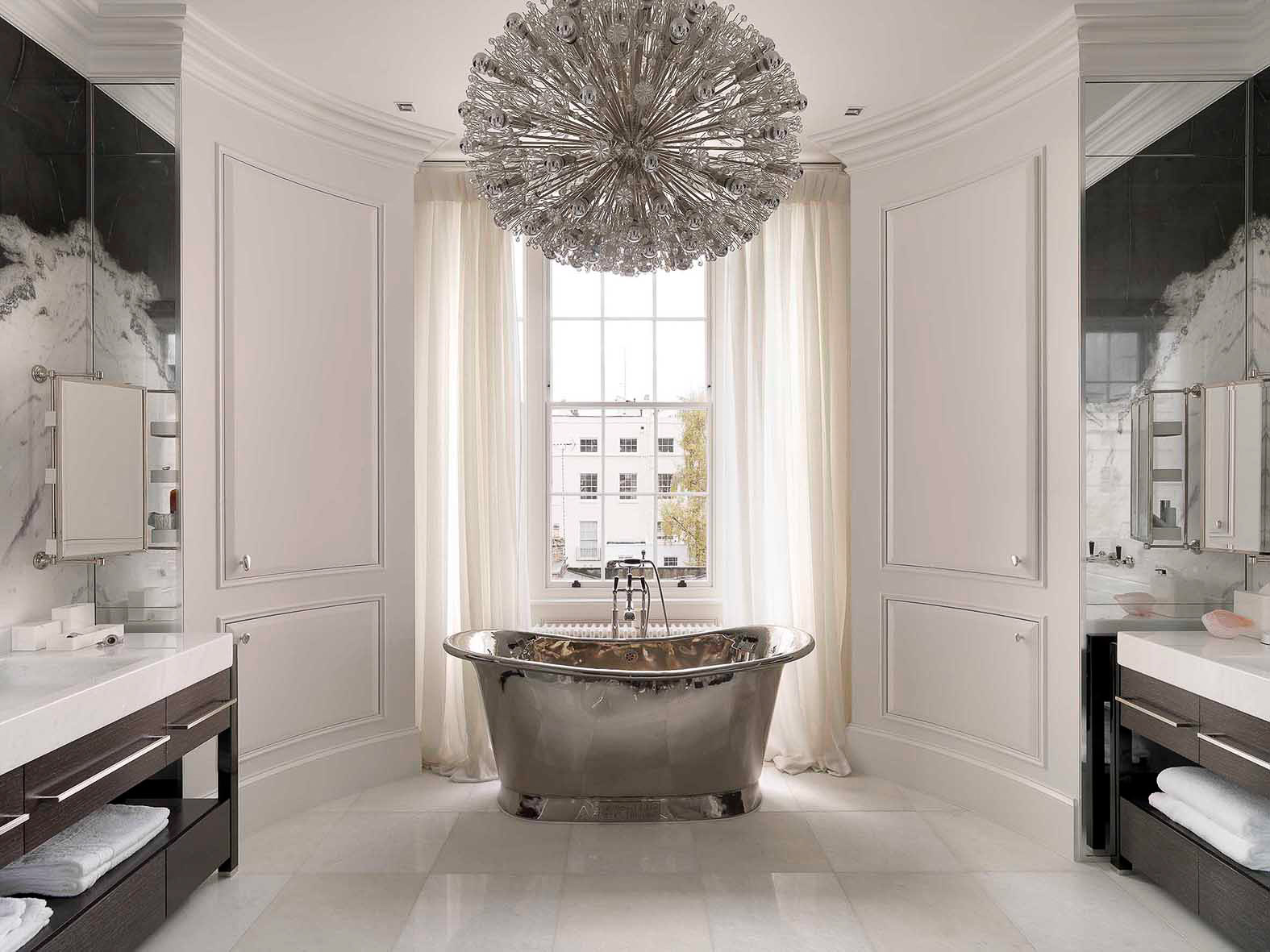 Custom bathroom with feature lighting